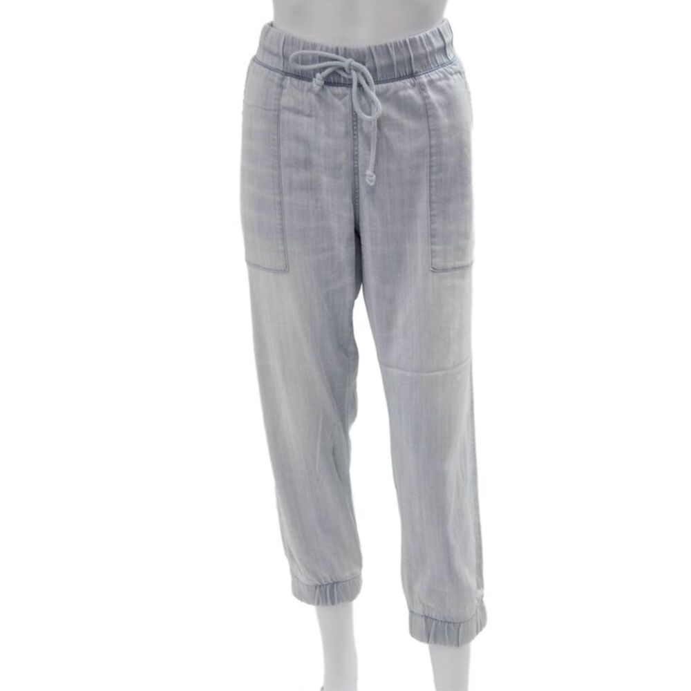Bella Dahl Womens Cropped Jogger Pants Light Blue Drawstring Size L